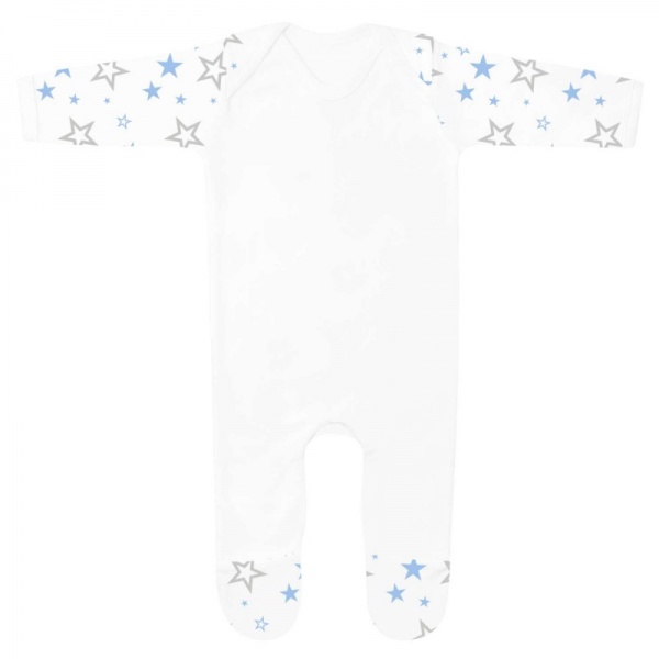 Baby Rompersuit in Light Blue Star Print